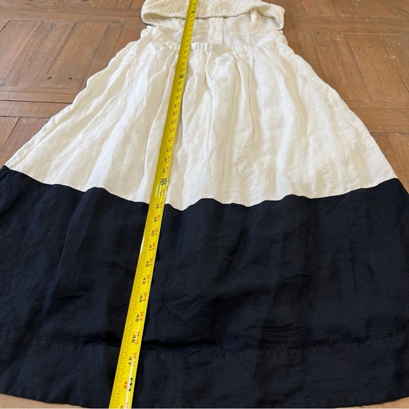 MAEVE ANTHROPOLOGIE COLOR BLOCK LINEN BUTTON FRONT OPEN  BACK MIDI DRESS SMALL - Picture 10 of 13